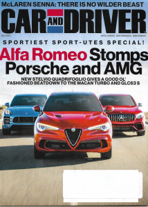 CAR & DRIVER 2018 JULY - SPORT UTES SPECIAL, ALFA STOMPS PORSCHE & AMG, 